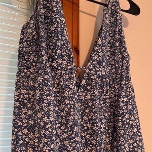 SHEIN Blue and White Floral Mini Dress